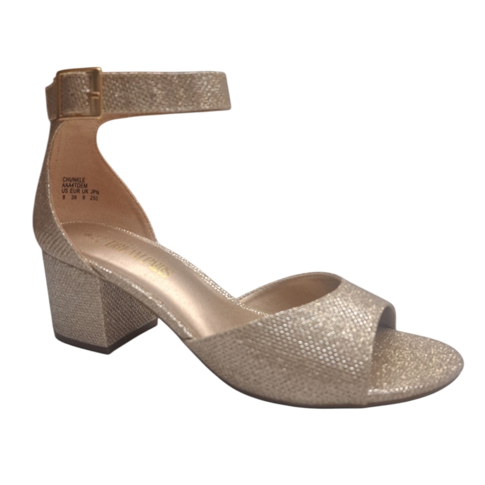 Dream Pairs Gold Sparkling  Sandals Shoes 2.5" Heel Women's Size 8 Evening Prom - Picture 7 of 12